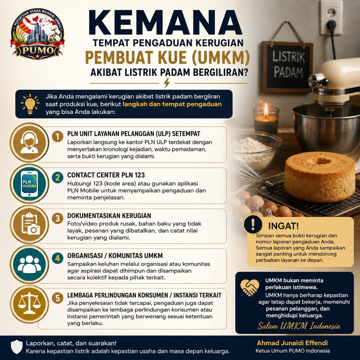 Kemana Tempat Pengaduan Kerugian Pembuat Kue (UMKM) Akibat Listrik Padam Bergiliran?