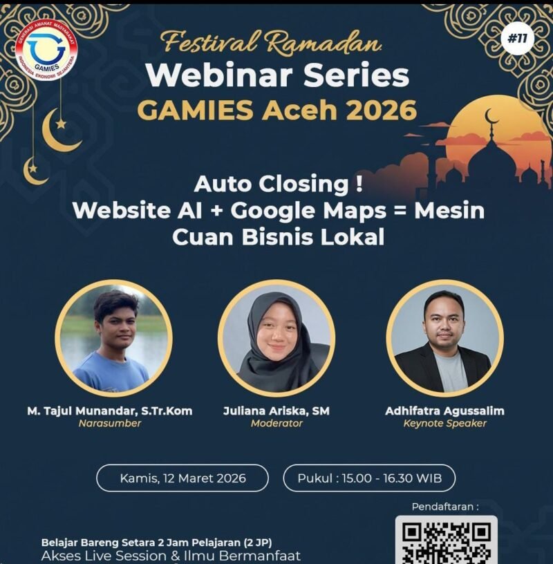 Webinar GAMIES Aceh Bahas Website dan Google Maps Jadi Mesin Cuan UMKM